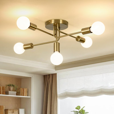 Plafonnier semi-encastré 5 lumières Mid-Century