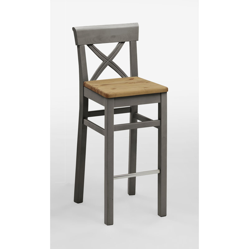 Polebridge Solid Wood Counter Stool, Grey, Leach-coloured
