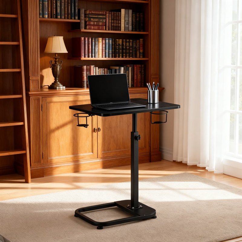 Table de bout réglable en forme de C avec 2 réglages de hauteur, plateau de 16 po x 12 po pour un canapé, un lit ou une chaise pouvant servir de bureau d'ordinateur portable, de table à collation et de plateau de télévision