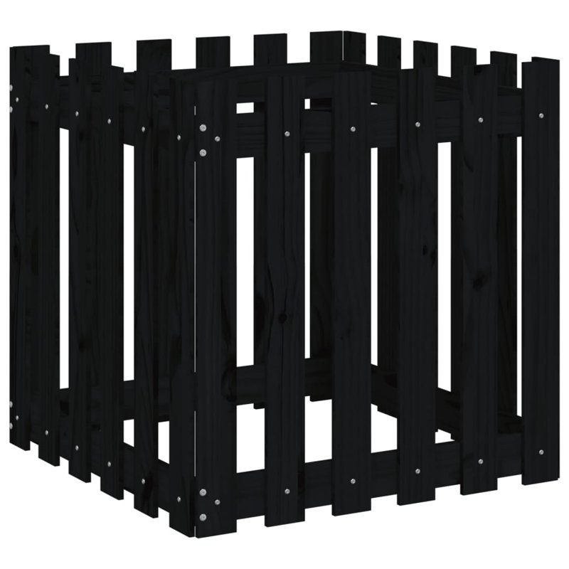Nabeela Wood Planter Box, 60cm H x 60cm W x 60cm D, Black