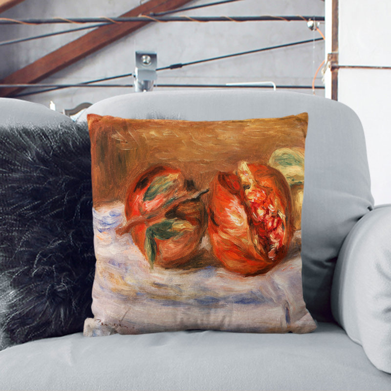 Pomegranates Scatter Cushion, 40cm H x 40cm W x 15cm D, White