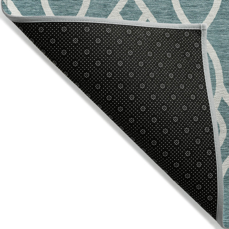 Tapis bleu sarcelle et ivoire lavable 9 pi x 12 pi bleu sarcelle et ivoire