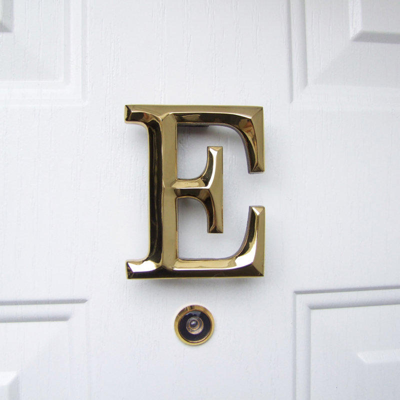Heurtoir de porte lettre monogramme, Laiton, E