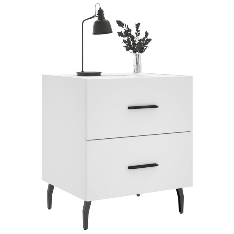 Roshawna 40cm W Iron Bedside Table, White