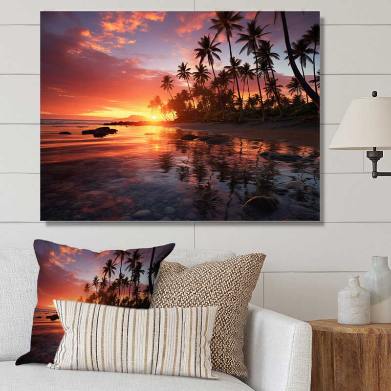 Hawaii Hawaiian Sunrise - Art mural d'Hawaï, H 12 po x l 20 po x P 1 po, Toile tendue