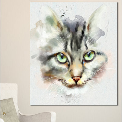 « jolie chat aquarelle », reproduction d’art sur toile tendue