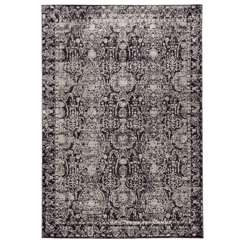 Corry Abstract Jute Charcoal/Gray Area Rug, Rectangle 5' x 8'