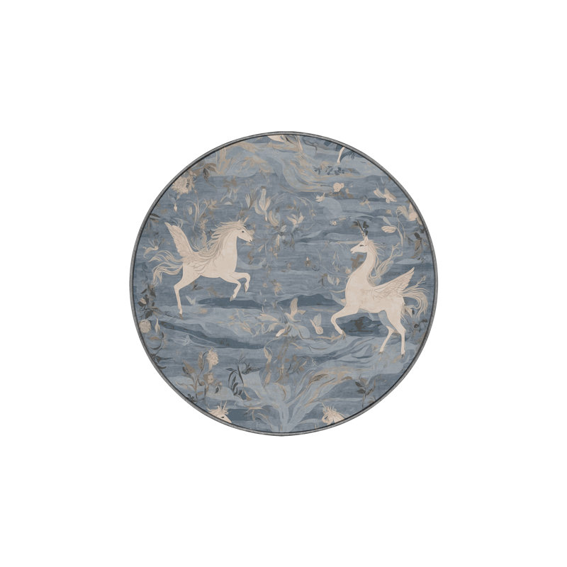 Tapis gris soyeux et moelleux, Rond 3 pi