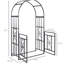 Portail en métal de 206 cm avec système de verrouillage, motifs cœurs pour fêtes et mariages, gris jardin
