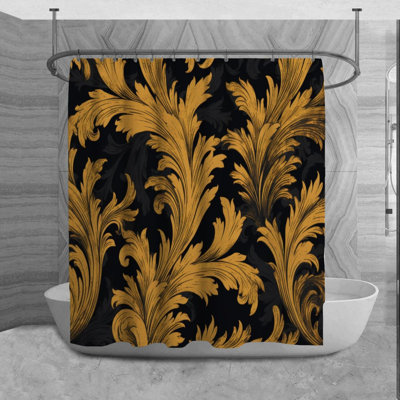 Acanthus Shower Curtain Mediterranean Bathroom Decor Black
