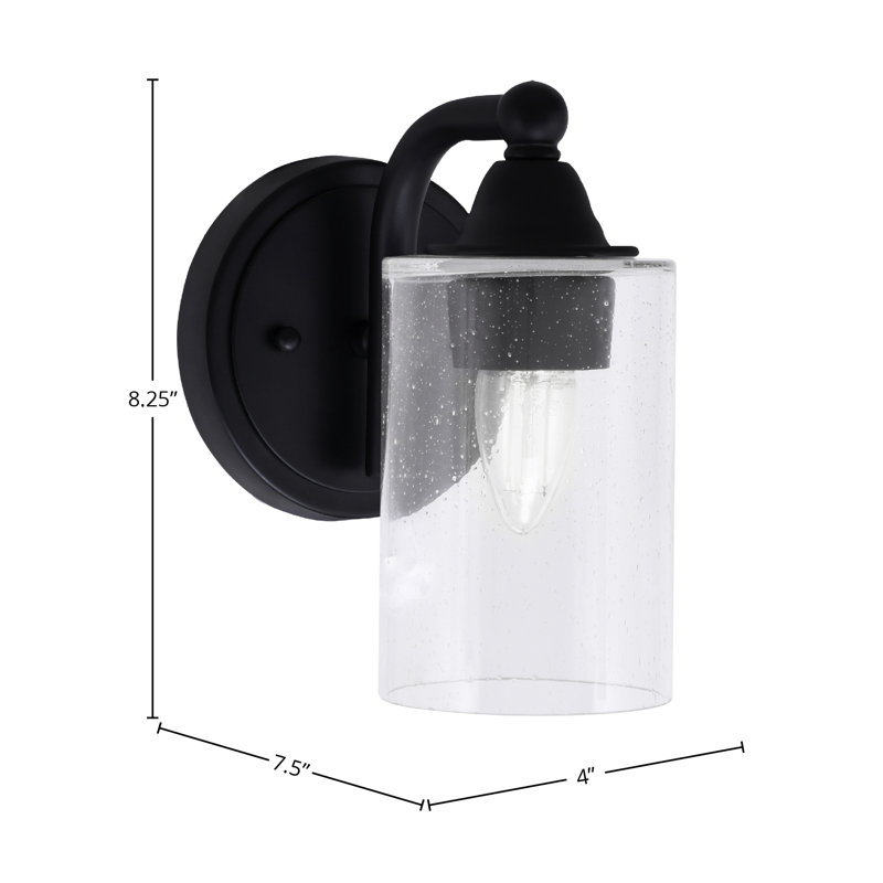 Applique murale Paramount, fini noir mat avec verre transparent de 4 po