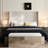 Upholstered Queen Bed Frame, 54" Headboard, Rustic Modern Look, Textured Chenille, Metal Structure, Fast Installation With Tall Neutral Aesthetic, Canvas, Base, Simple Installation, No Box Spring