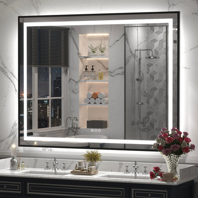 Buco Wayfair Basics® UL Certified Front & Back LED Anti-Fog Tempered Glass Framed Bathroom/Vanity Mirror