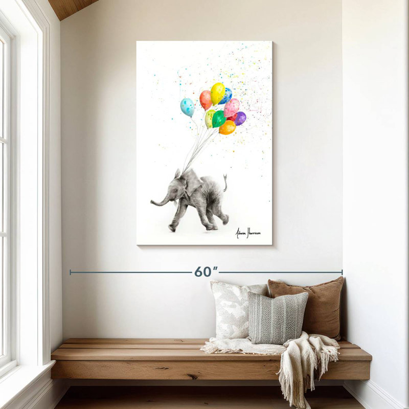 Brampt The Elephant And The Balloons, 45" H x 30" W