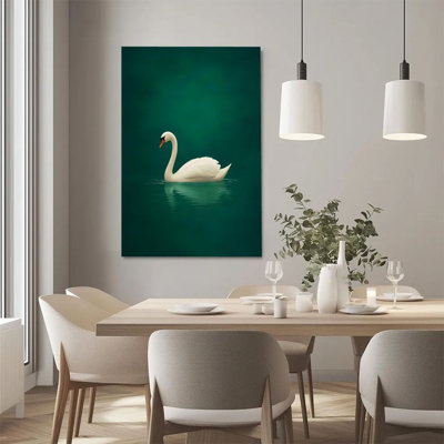 1 pièce, impression sur toile encadrée cygne, réflexion de lac, art mural de style réaliste, parfait pour la décoration de chambre salon chambre bureau cuisine salle de bain décor à la maison, cadeau de décoration murale idéal pour la maison, plat 2d