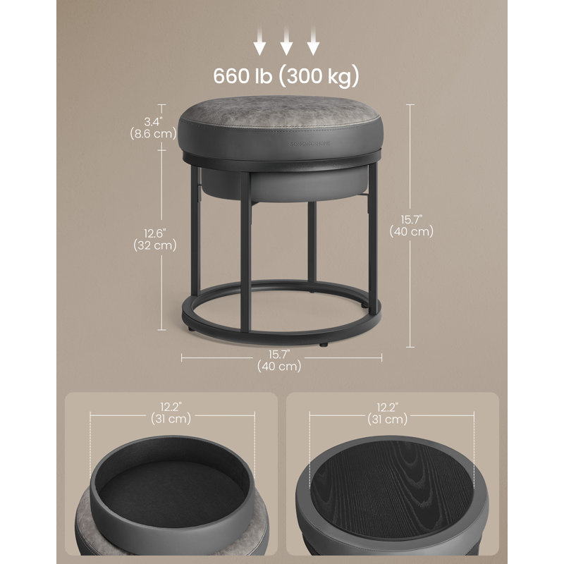 Pierview Faux Leather Ottoman, Dove Gray
