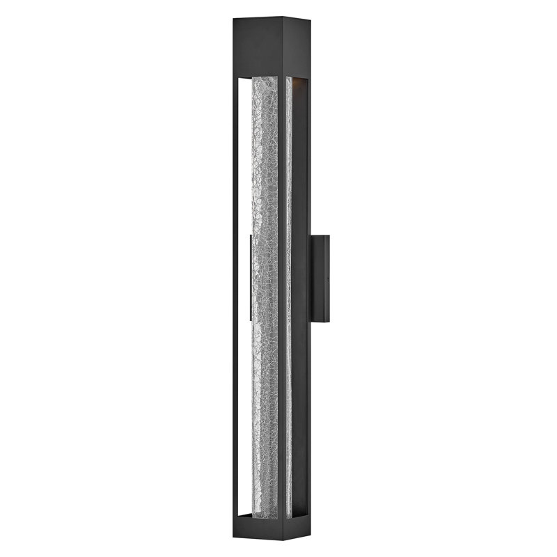 Très grande applique murale d'extérieur moderne 35 po avec verre craquelé Hinkley Vapor, Noir