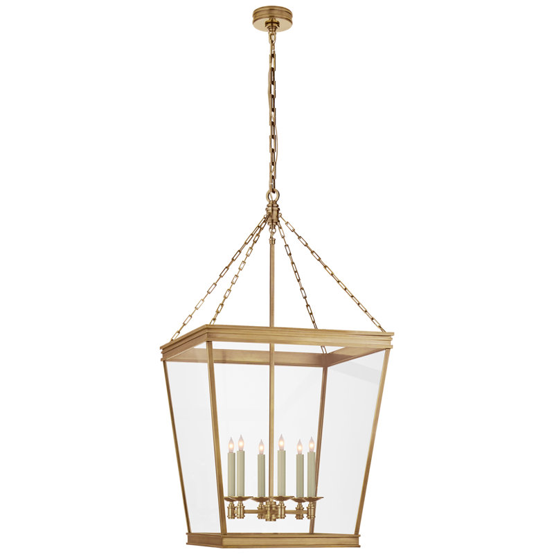 Chapman & Myers Launceton Large Square Lantern, Antique-Burnished Brass