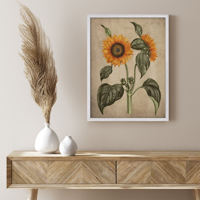 "Tournesols, œuvre d'art rustique, affiches encadrées, petit art mural", Blanc, H 14 po x l 11 po