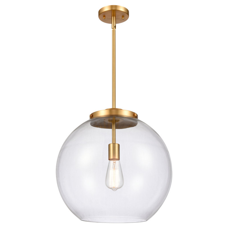 Ballston - Ellington - Luminaire suspendu 1 tige - Ampoule DEL - Finition laiton brossé - Abat-jour blanc mat, Clair