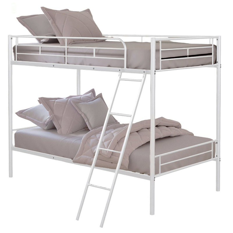 Structure en métal pour échelle de pied de lit simple au dessus d'un lit simple de style contemporain, Blanc