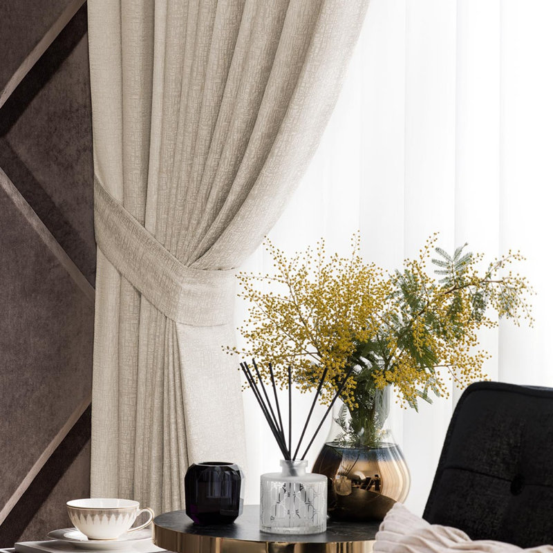 ATILIO ECRU Curtains 260x275-2, pickups-2, 4 items, 102" W x 118" L