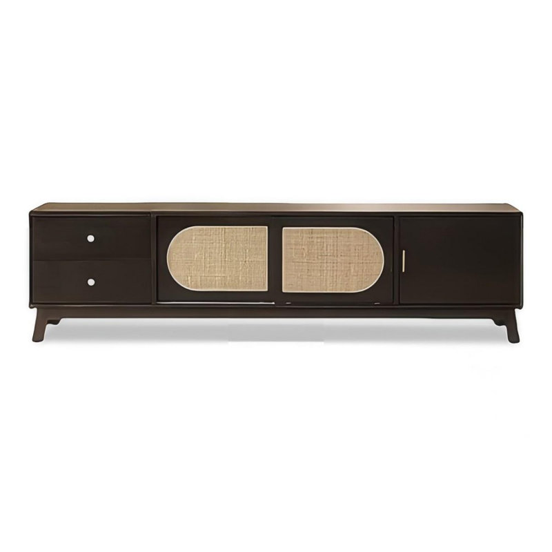Meuble télé moderne en bois massif noir