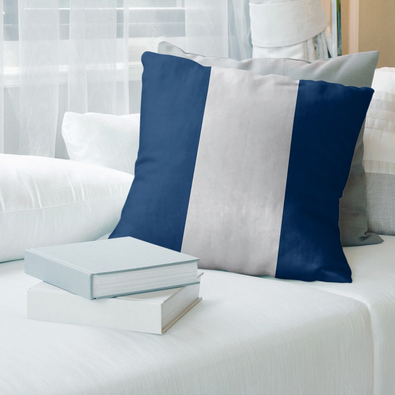 Striped Linen Reversible Throw Pillow, 20" x 20", Navy/Gray
