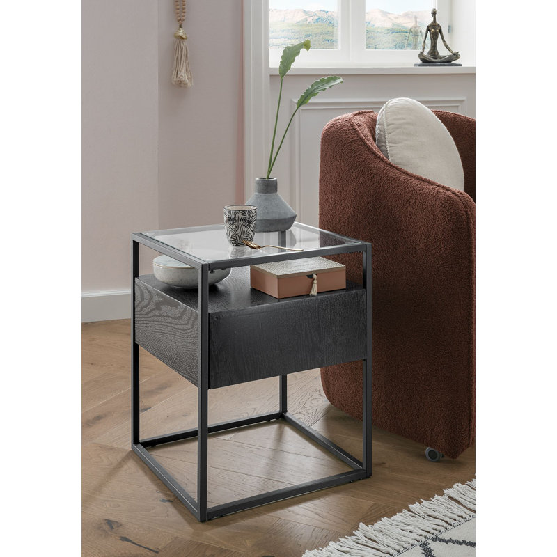 Dilan Glass Top Frame End Table
