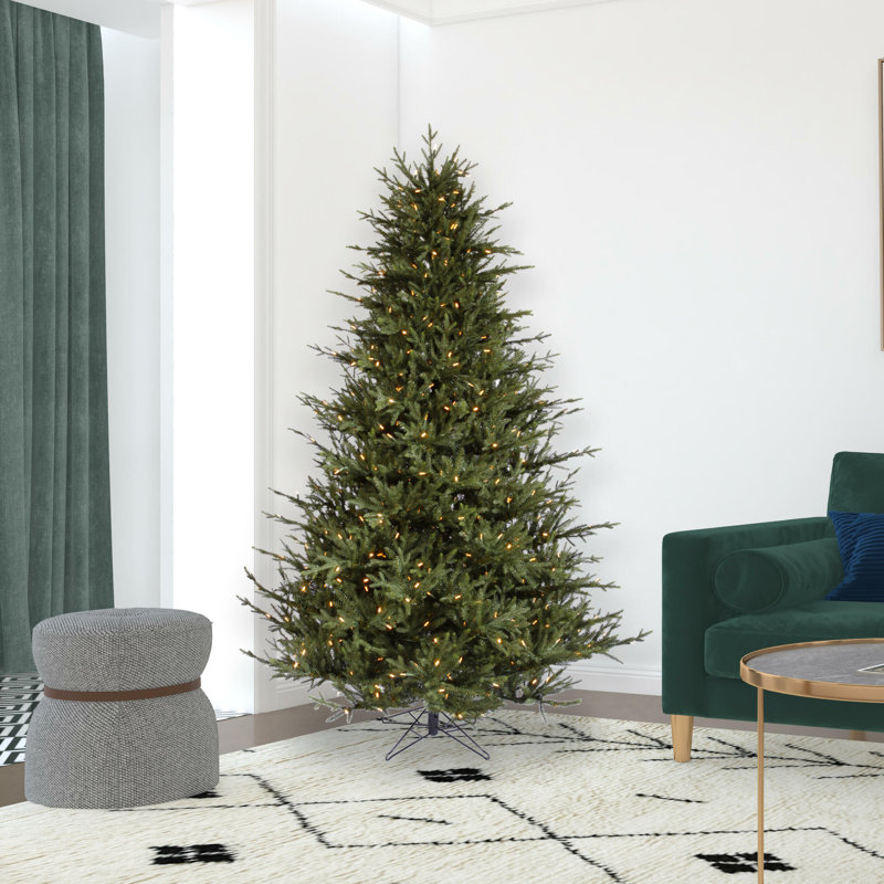 8.5" H Green Realistic Artificial Fir Christmas Tree with 1000 Lights LED Lights, 6.5' H