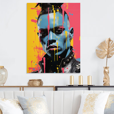 «Bold Balance On Woman Mohawk Fashion Expression I», art mural en métal Pop Art