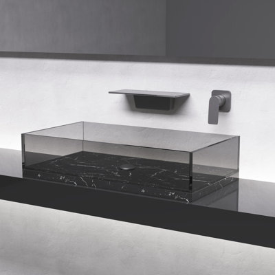 Waterfall Bathroom Sink Faucet In Gunmetal - Brass Build, For A Space Solution, Single Function Brass, Tidy Bathroom, Operation