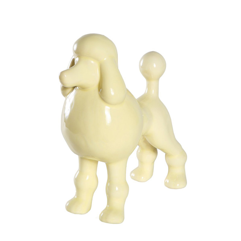 Figurine Rideau, Jaune lustré, H 10 po x l 8,74 po x P 4,13 po, Caniche