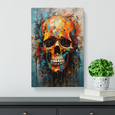 Skull Expressionism Art - Wrapped Canvas