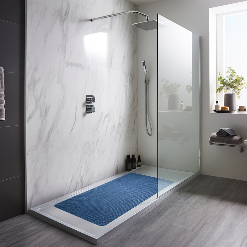 Plastic / Acrylic Shower Mat, Blue/Green, 40cm, 100cm
