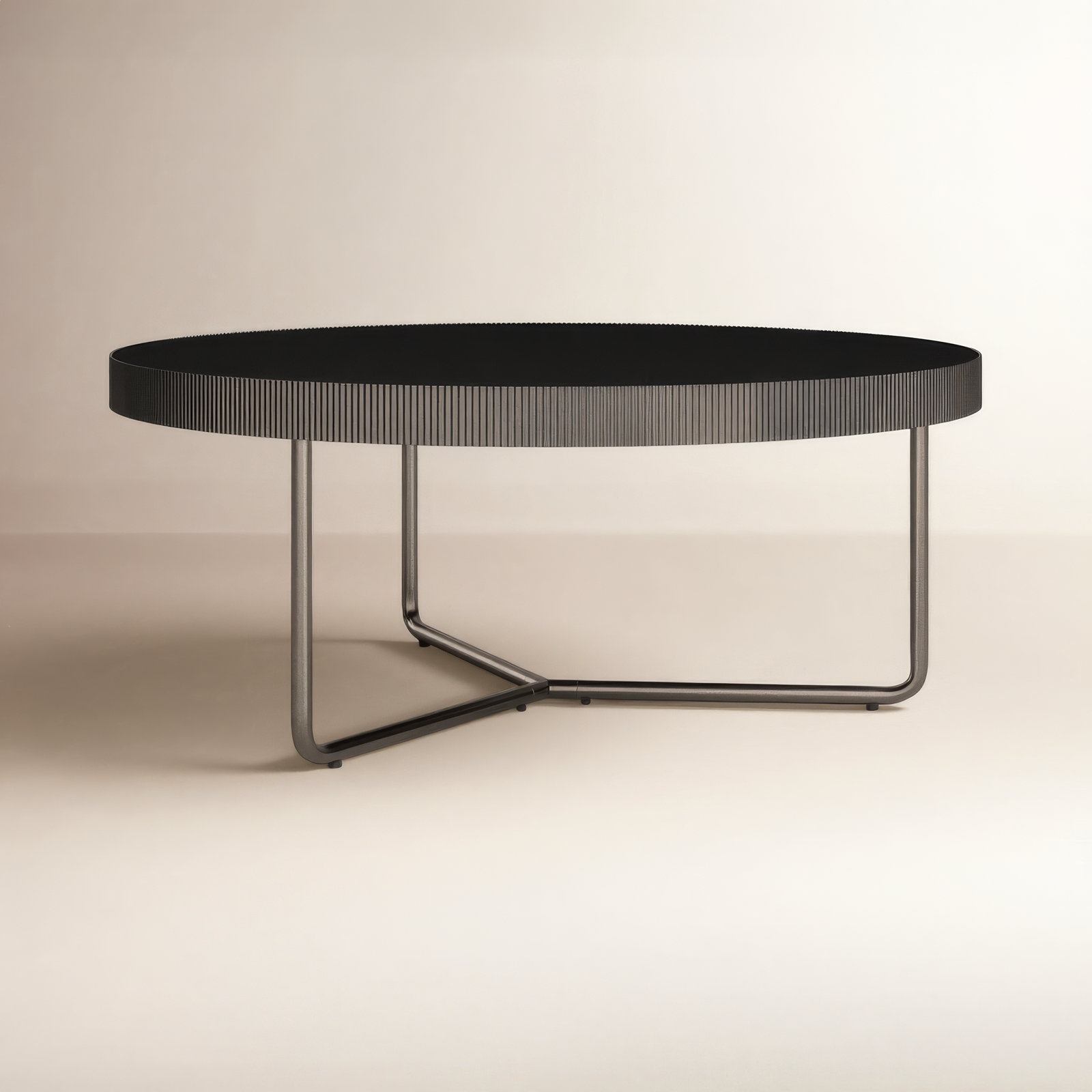 Athea 39" Glass Coffee Table, Nickel