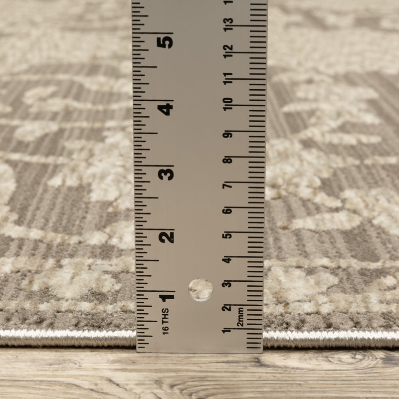 Elizzabeth Updated Traditional Floral Grey/ Beige Area Rug, Rectangle 7'10" x 11'2"