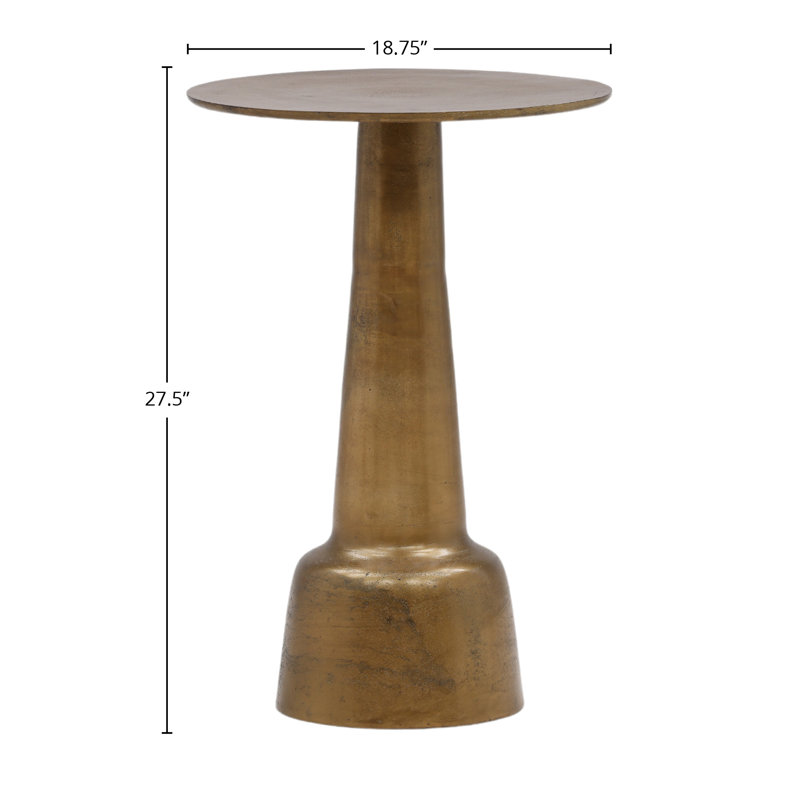 Golbez Aluminum Side Table, Antique Brass, 27.5" H x 18.75" W x 18.75" D