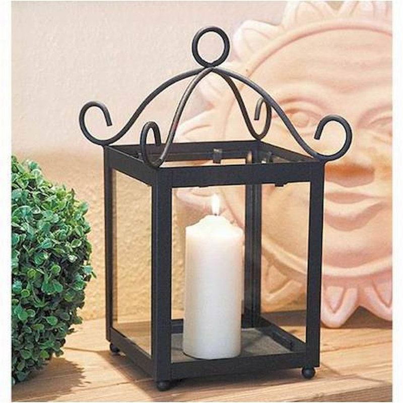 11'' H Metal Tabletop Lantern, Black