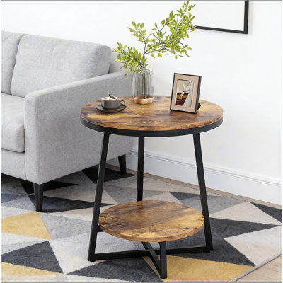Modern Side Table,Rustic End Table,Round Coffee Table