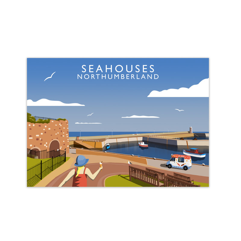 Seahouses Northumberland by Richard O'Neill - Print, 42cm H x 59cm W x 3cm D