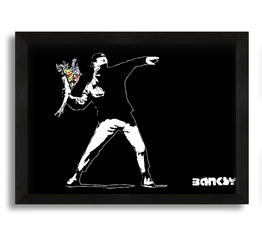 Gerahmtes Leinwandbild Flower Thrower Black