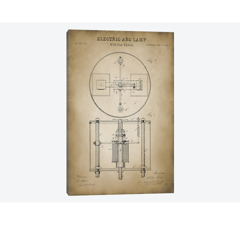 « tesla electric arc lamp », impression sur toile, H 60 po x l 40po x P 1,5 po, Toile tendue, Pas de tapis