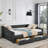 Queen Size Daybed With Drawers Upholstered Tufted Sofa Bed,,With Button On Back And Copper Nail On Waved Shape Arms, Grey (84.5"X63.5"X26.5")