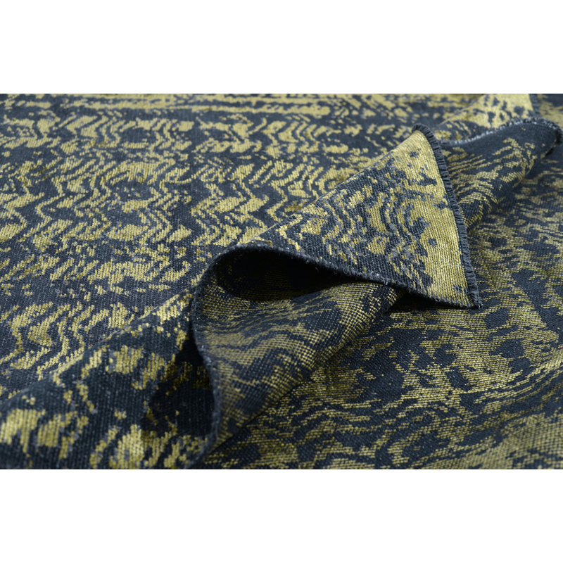 Tapis noir / jaune citron Rapture, Rectangle 7 pi 10 po x 11 pi 2 po