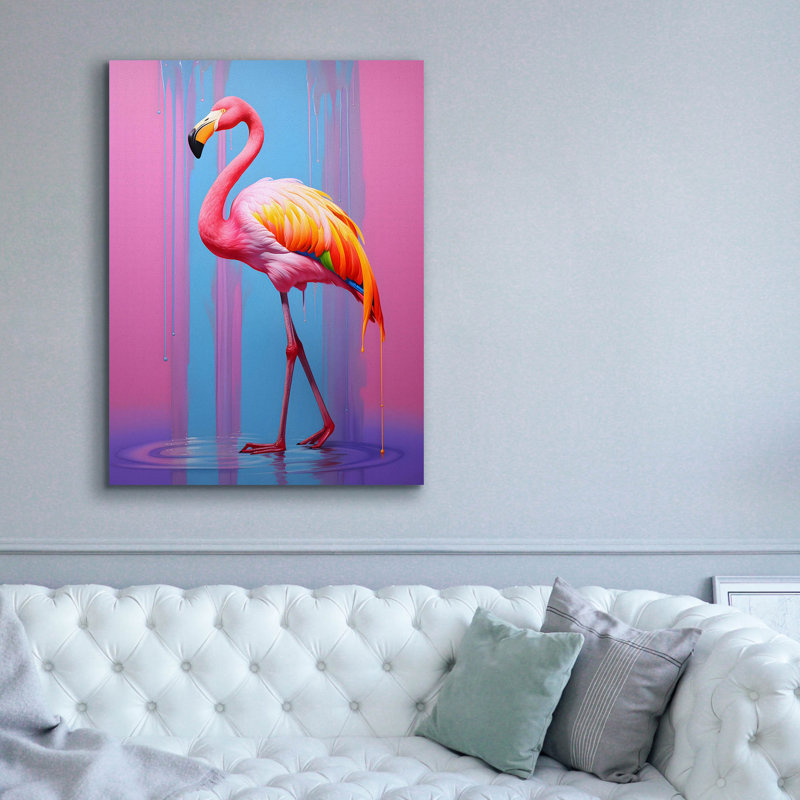 Art mural sur toile Epic Graffiti «Flamingo Pop Art» par Andreas Magnusson, H 54 po x l 40 po x P 1,5 po