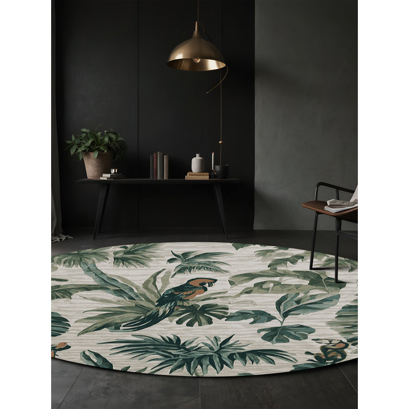 Tapis gris soyeux et moelleux, Rond 3 pi