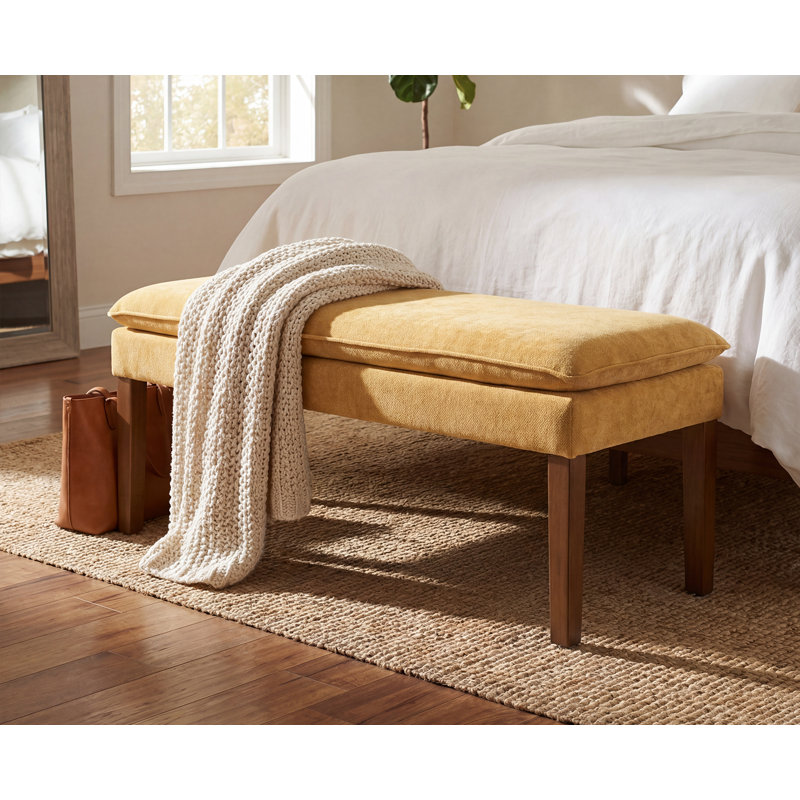 Upholstered Foam Bench, Chenille-Yellow