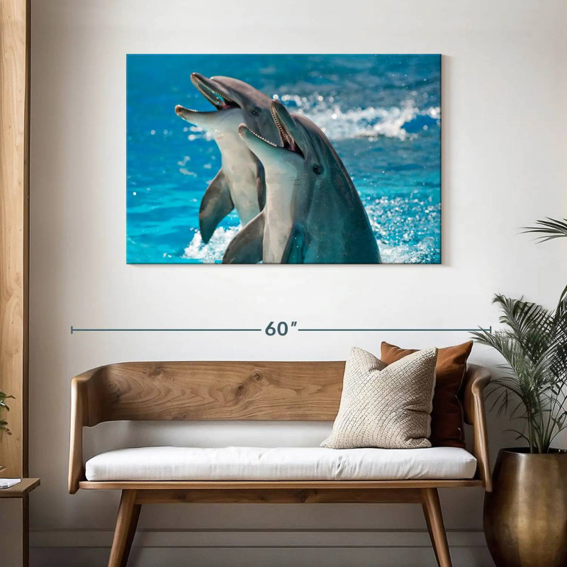 Excited Dolphins, 30" H x 45" W