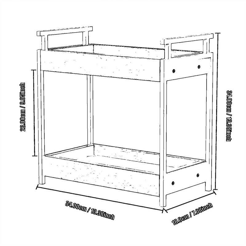Organisateur de comptoir pour station de café, tablette en bois à 2 niveaux pour accessoires de bar à café, chariot de rangement pour condiments pour la cuisine, organisateur de comptoir de salle de bain, maison, bureau - finition naturelle